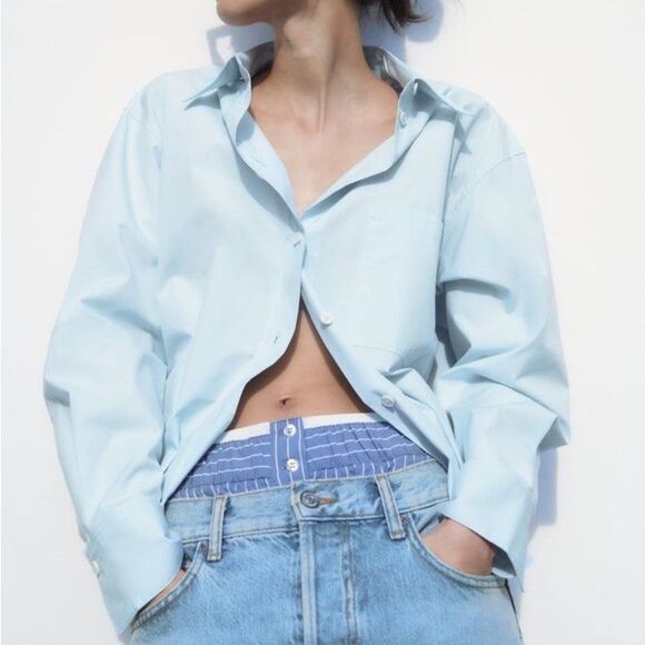 Zara Poplin Oversized  Shirt New - Picture 1 of 9